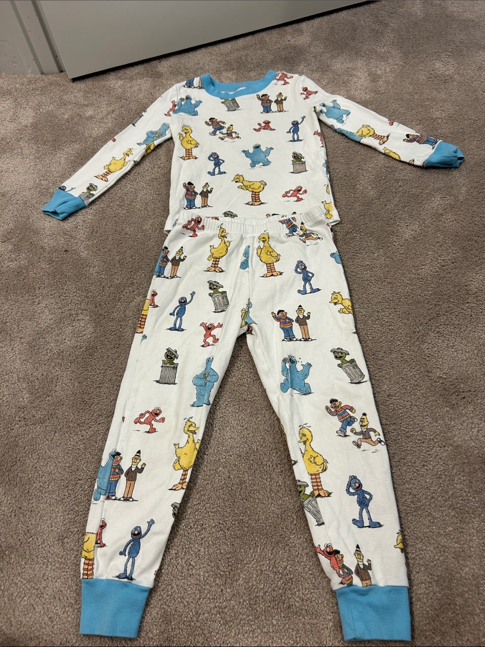 Pottery Barn Kids' Sesame Street Character Pajama Set - Blue Trim
